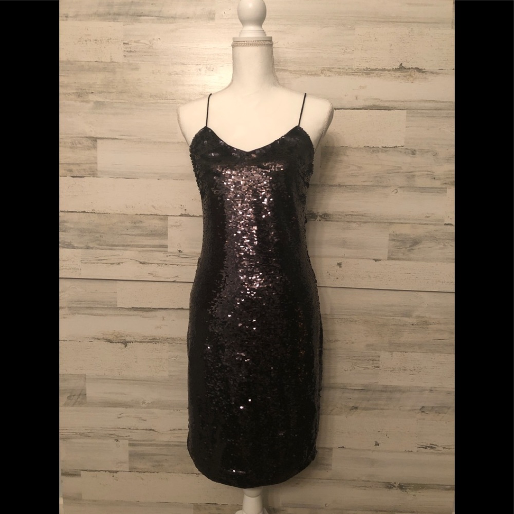 Armani Exchange sequined black dress NWT